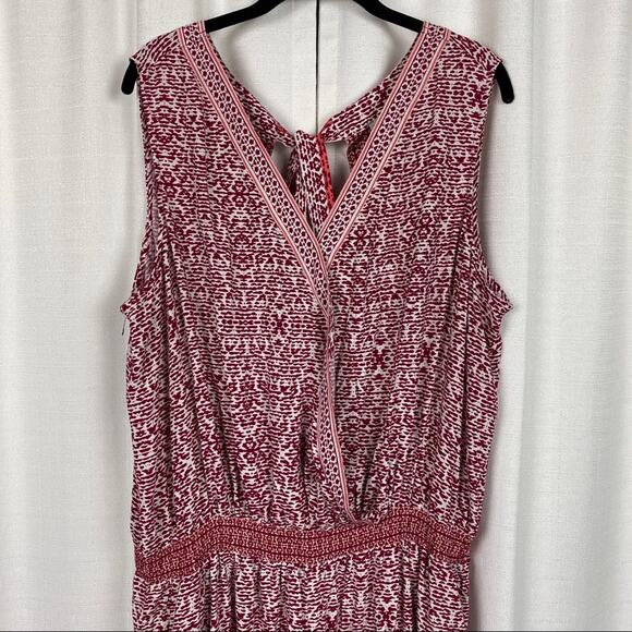 LOFT Beach White&Burgundy Print Rayon Jumpsuit Sz.18 NWT - Picture 4 of 15